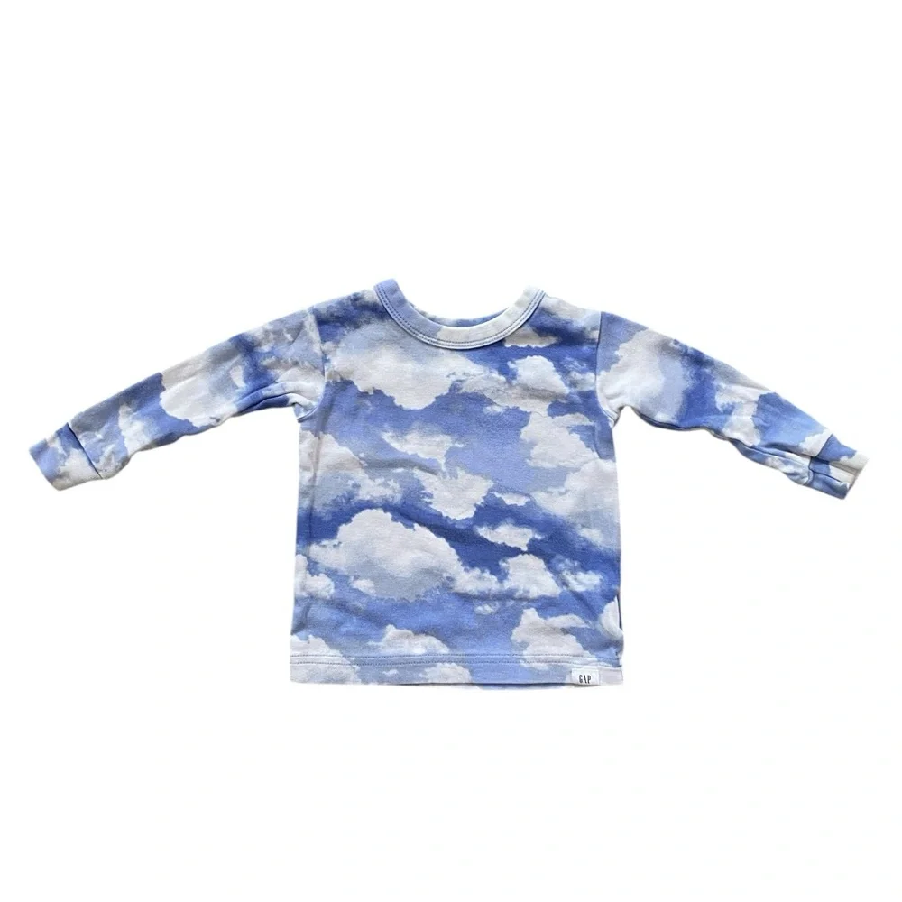 GAP Baby Blue and White Cloud Kids Pajama Set - 6-12 months
